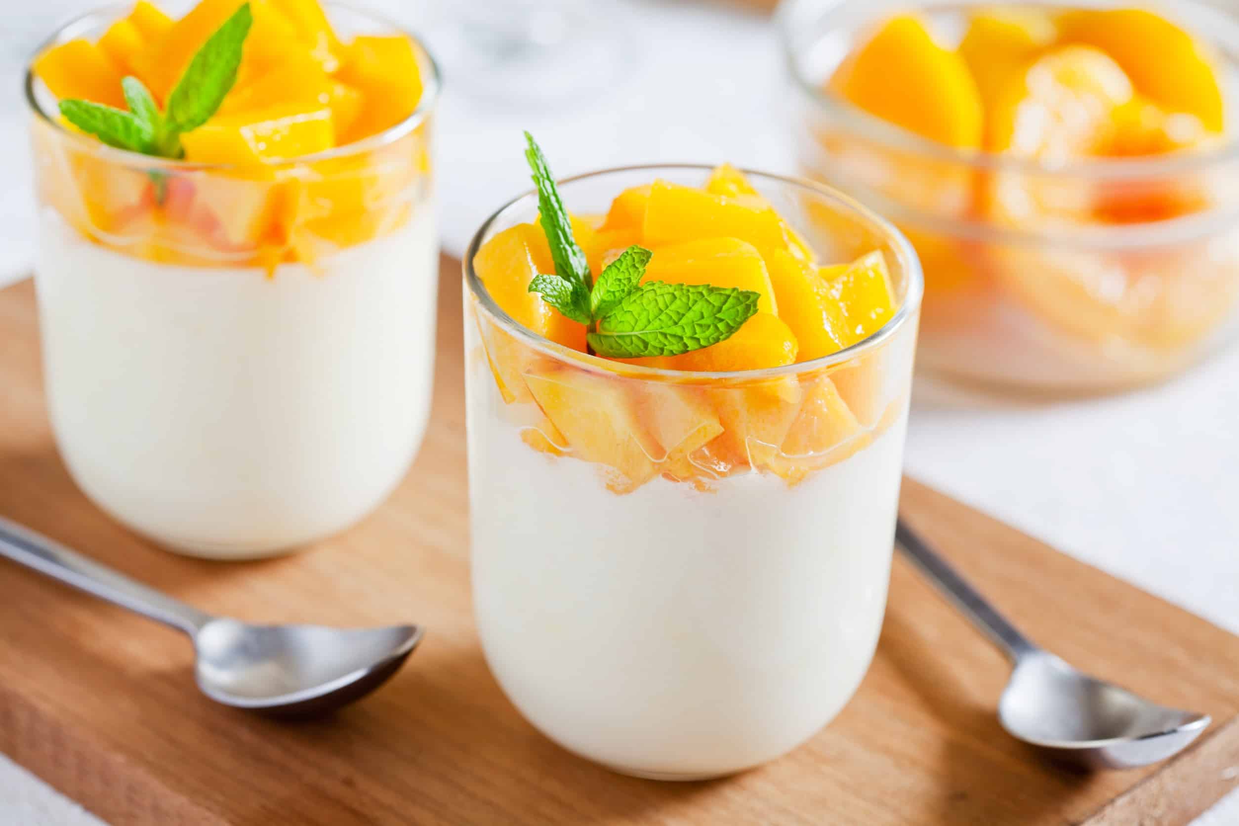 Coconut Pudding with Fresh Mango