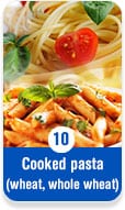 Cooked pasta (wheat, whole wheat)