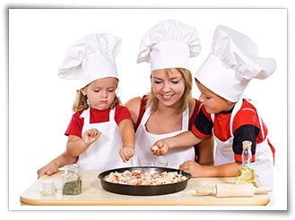 kids-and-their-mother-preparing-a-pizza