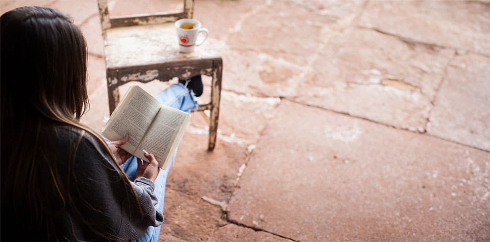 A girl reading a book