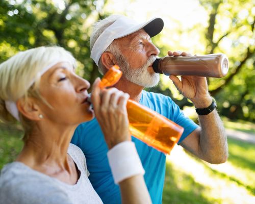 Old couple jogging