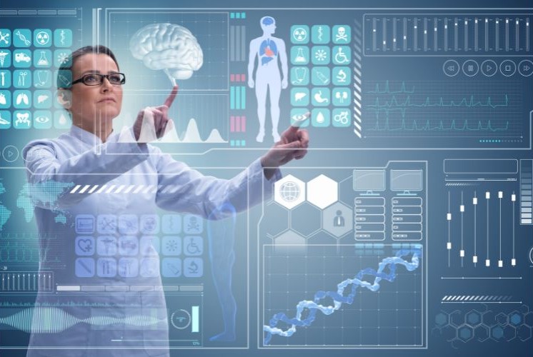 A doctor using a hologram device
