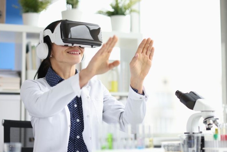 A doctor using a Virtual Reality glasses