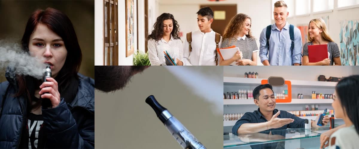 A collage photo about vape
