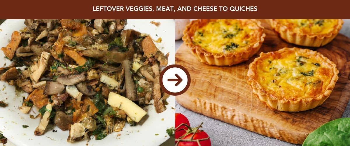 Leftover Veggies, Meat, and Cheese to Quiches