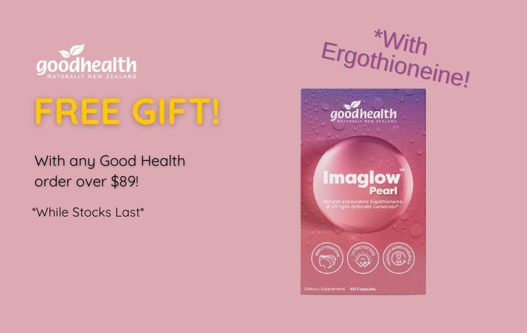 Receive a free Imaglow Pearl when you spend over $89 on Good Health products!